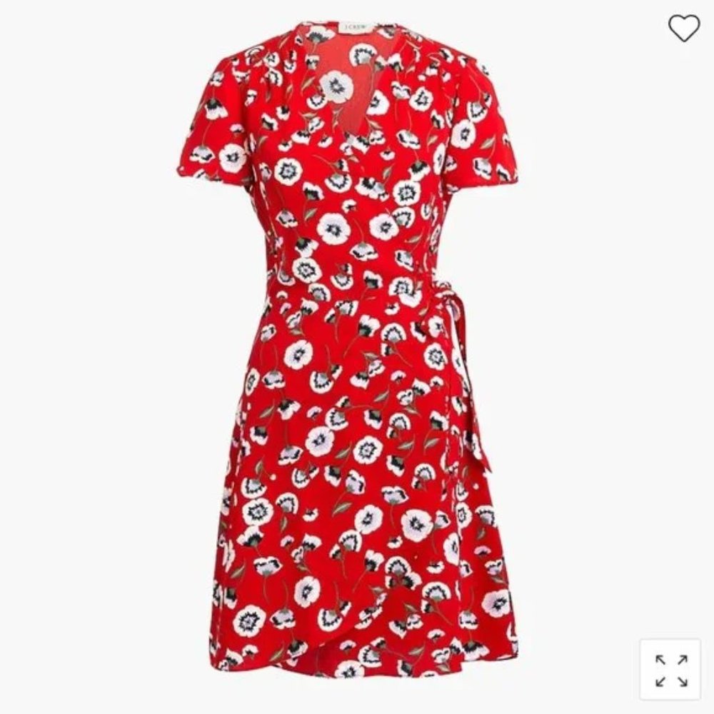 NWT J Crew Factory wrap dress in red floral print, size 2